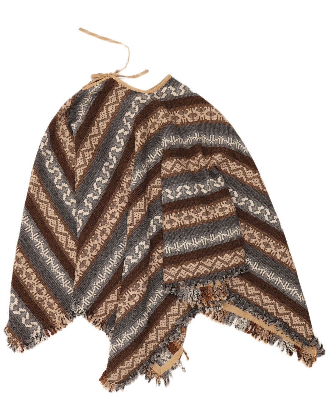 Vintage Γυναικείο Poncho Jumper One Size καφέ γεωμετρικό Aztec