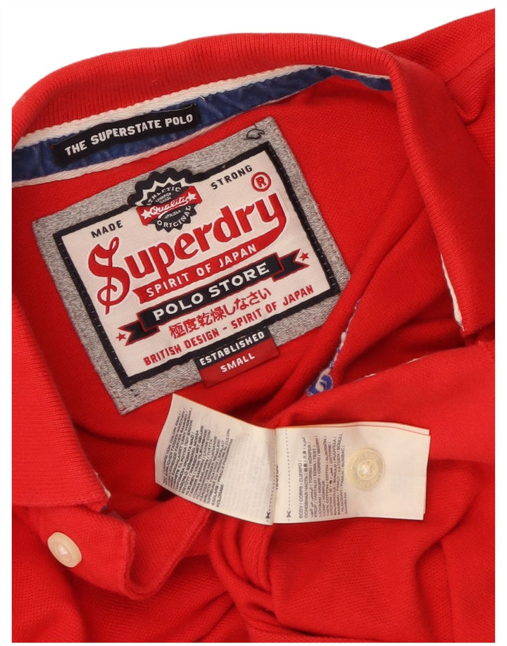Ανδρικό γραφικό πόλο μπλουζάκι Superdry, μικρό κόκκινο βαμβακερό