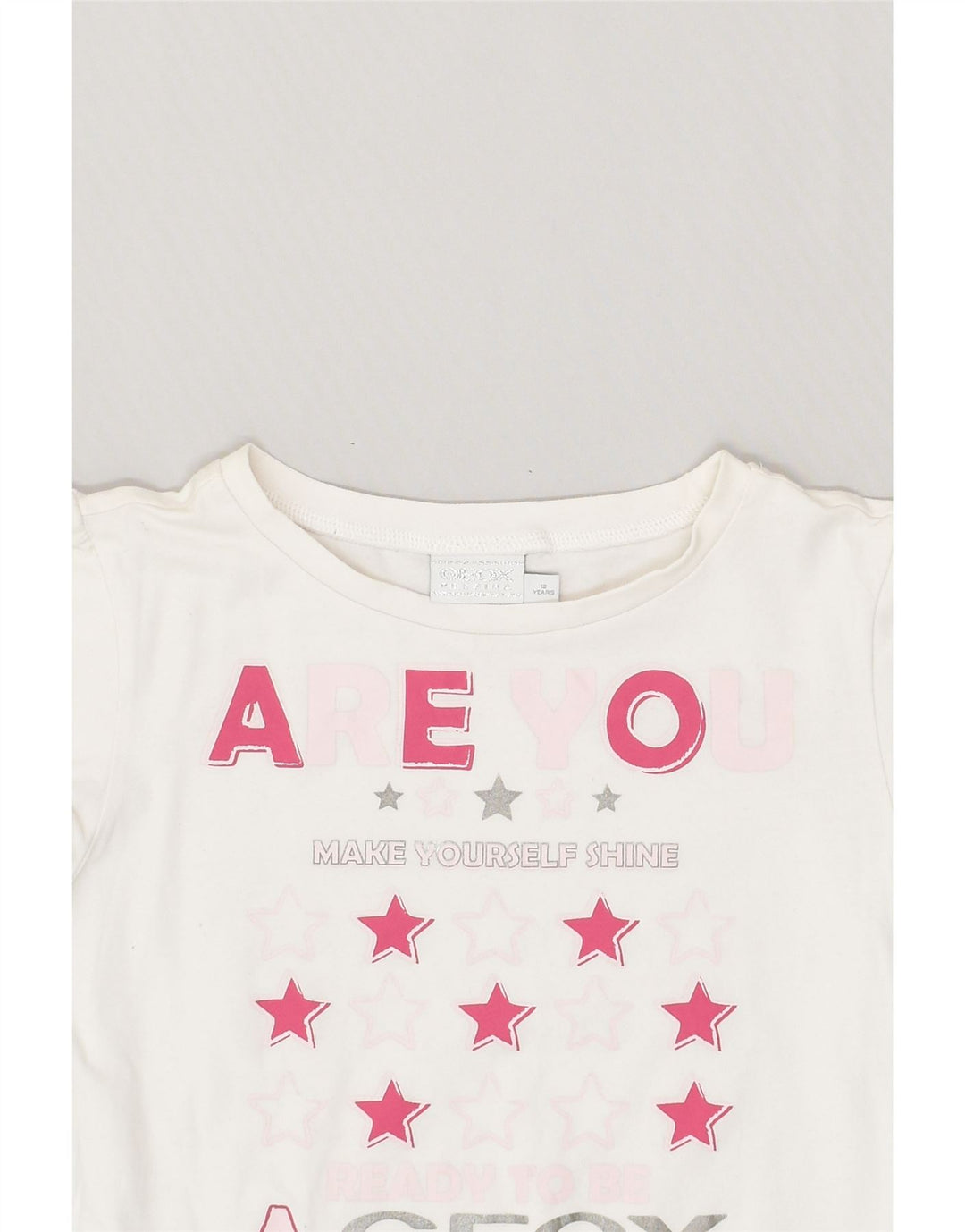GEOX Girls Graphic T-Shirt Top 11-12 Years White Cotton | Vintage Geox | Thrift | Second-Hand Geox | Used Clothing | Messina Hembry 
