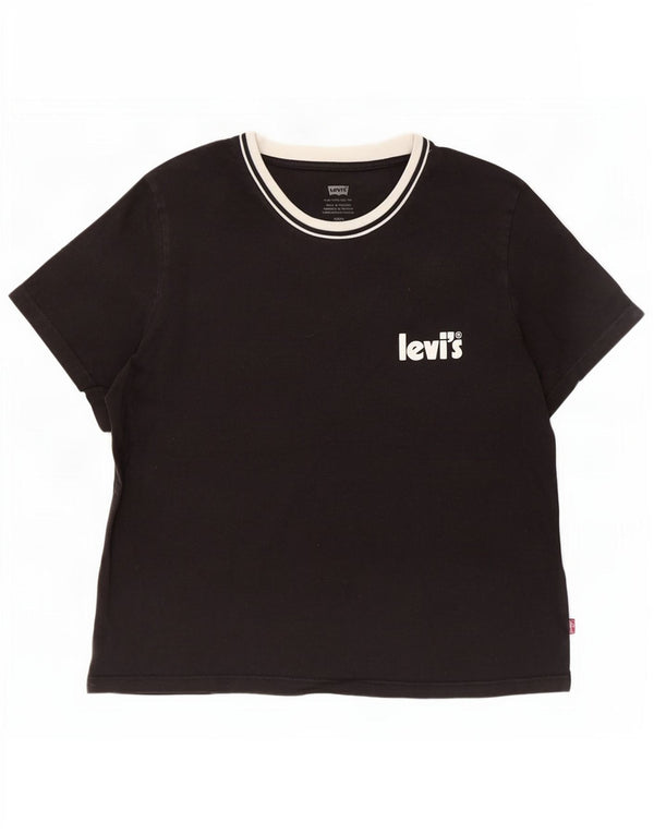 Γυναικείο T-Shirt Levi's Top UK 10 Small μαύρο βαμβακερό