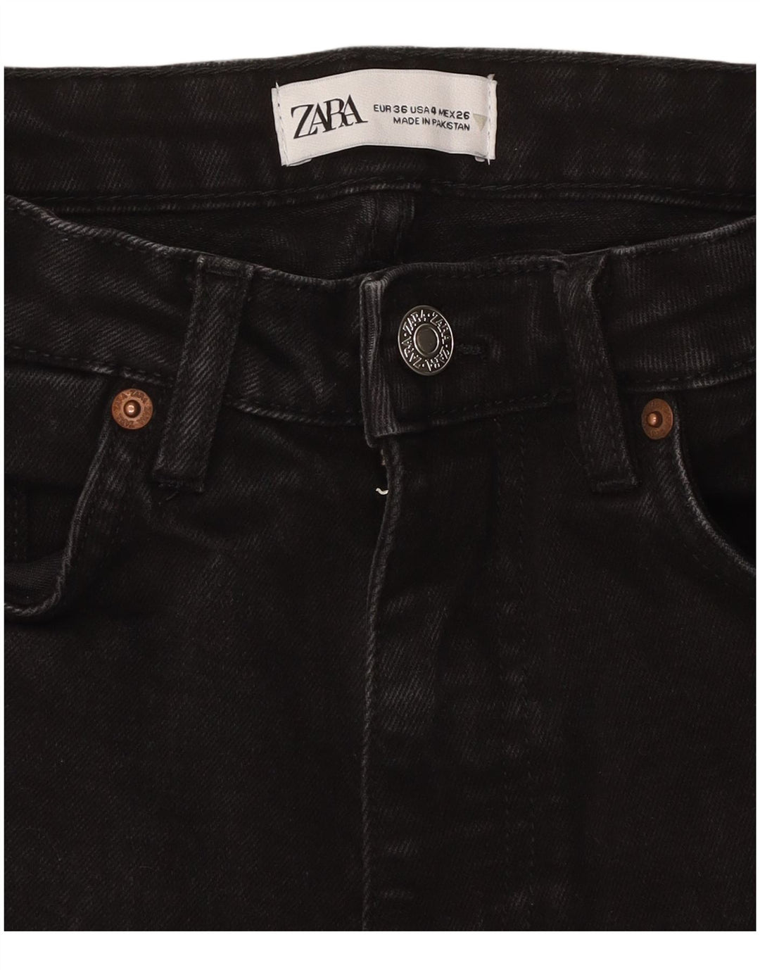 ZARA Γυναικείο Τζιν μποτάκι EU 36 XS W26 L25 Μαύρο