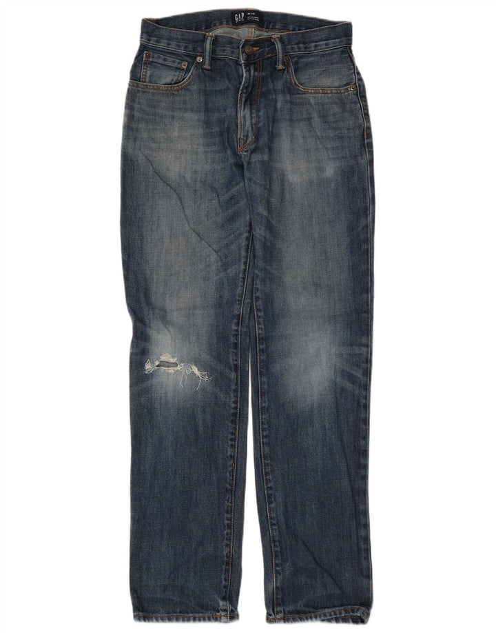 Gap Womens Distressed Straight Jeans W28 L32 Μπλε βαμβακερό