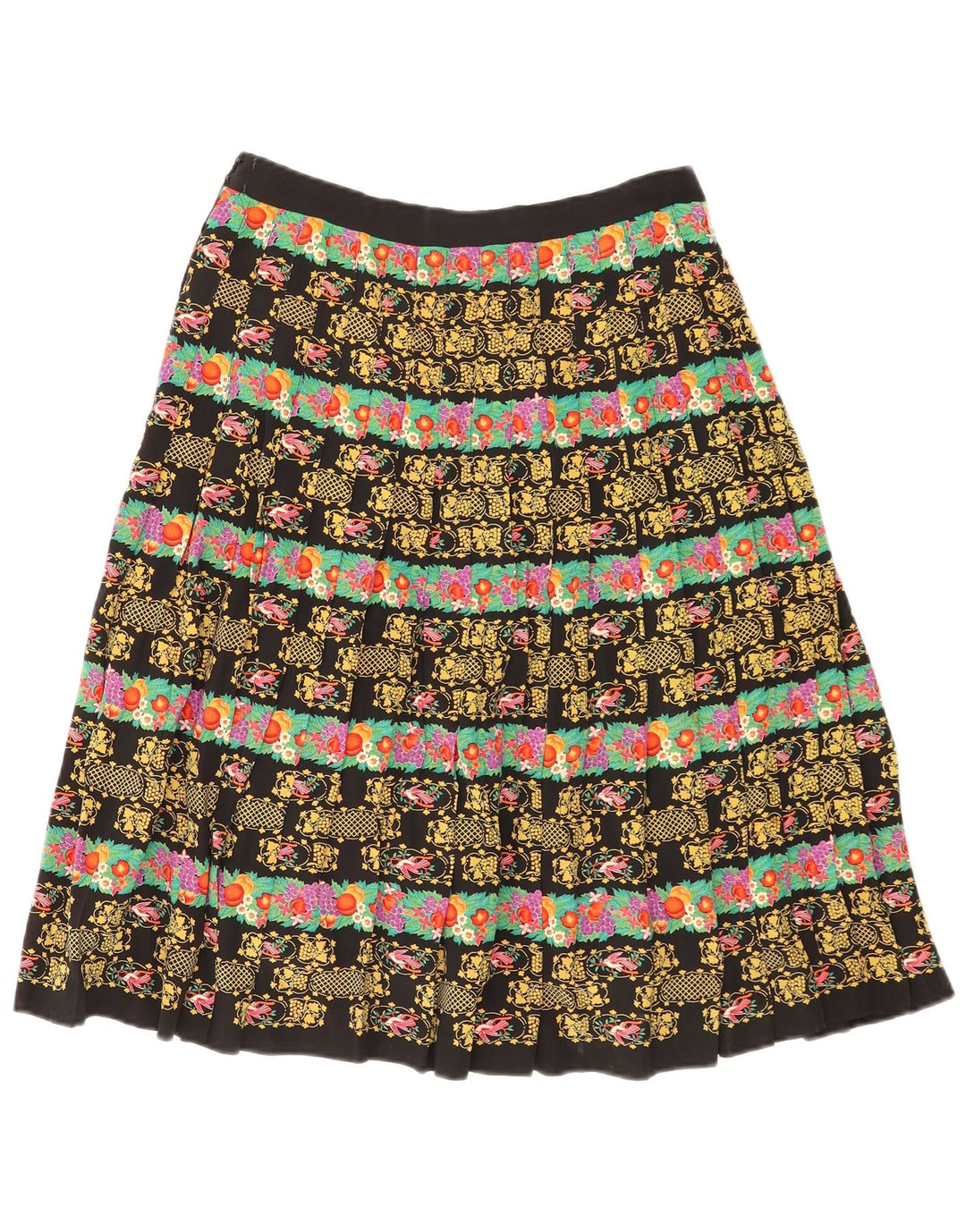 Vintage Γυναικεία Πλισέ Φούστα W28 Μεσαία Μαύρη Floral