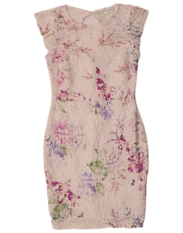 Lipsy Γυναικείο Δαντελένιο Φόρεμα UK 12 Medium White Floral Polyester