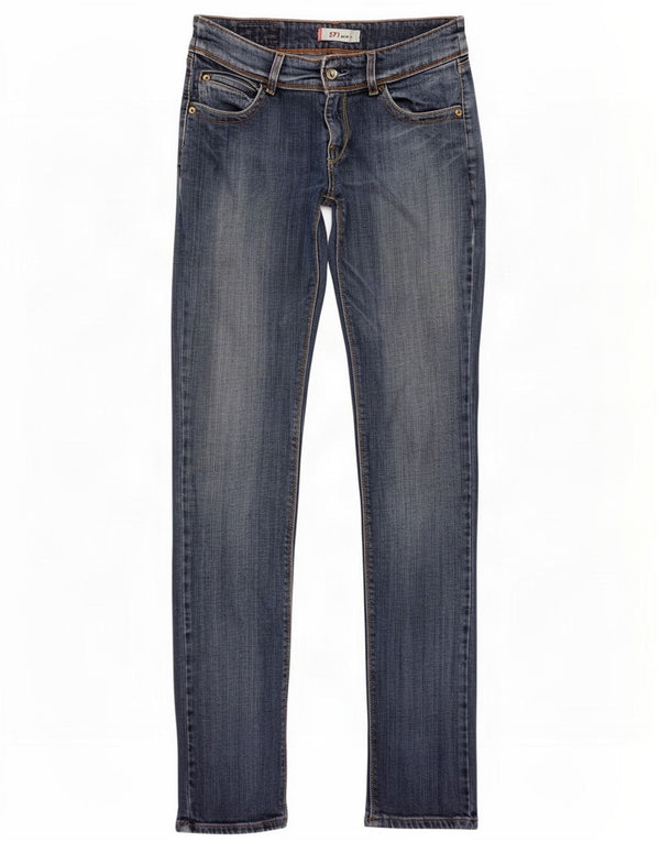 Levi's Womens 571 Slim Jeans W30 L34 Navy Blue Cotton