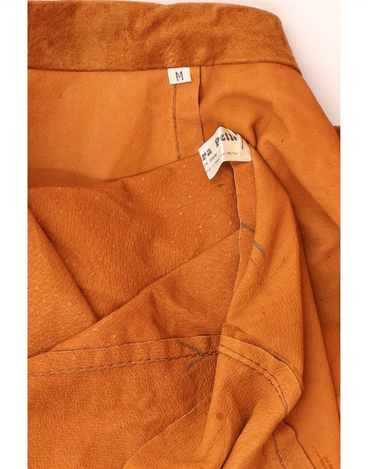 VINTAGE Γυναικείο Σουέντ Πανωφόρι UK 14 Μεσαίο Καφέ Δερμάτινο