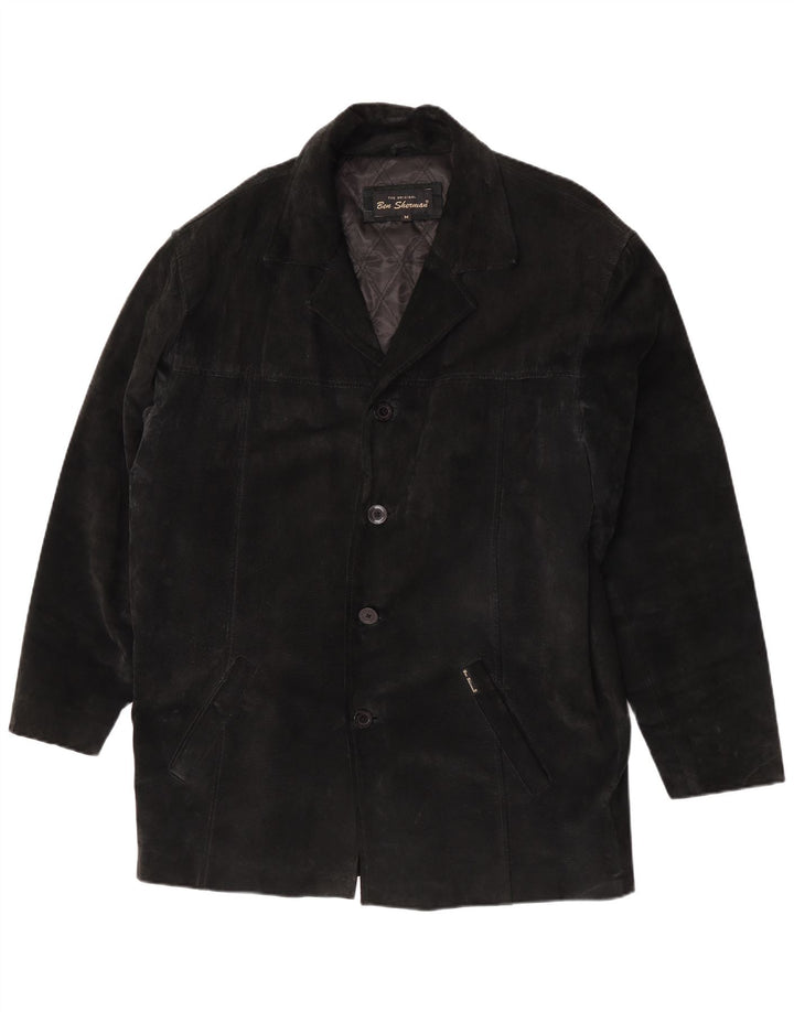 Ben Sherman Ανδρικό Suede Windbreaker Coat UK 38 Medium Black Leather