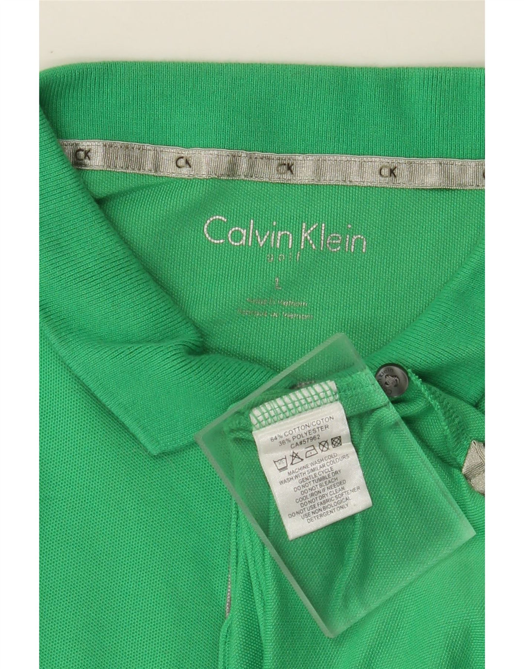 CALVIN KLEIN Ανδρικό πουκάμισο πόλο πράσινο βαμβακερό