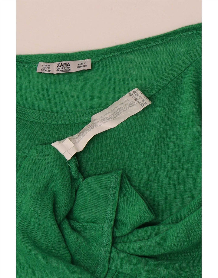 Zara Γυναικεία Μπλούζα Μπλούζα Τοπ UK 14 Μεσαίο Πράσινο Λινό