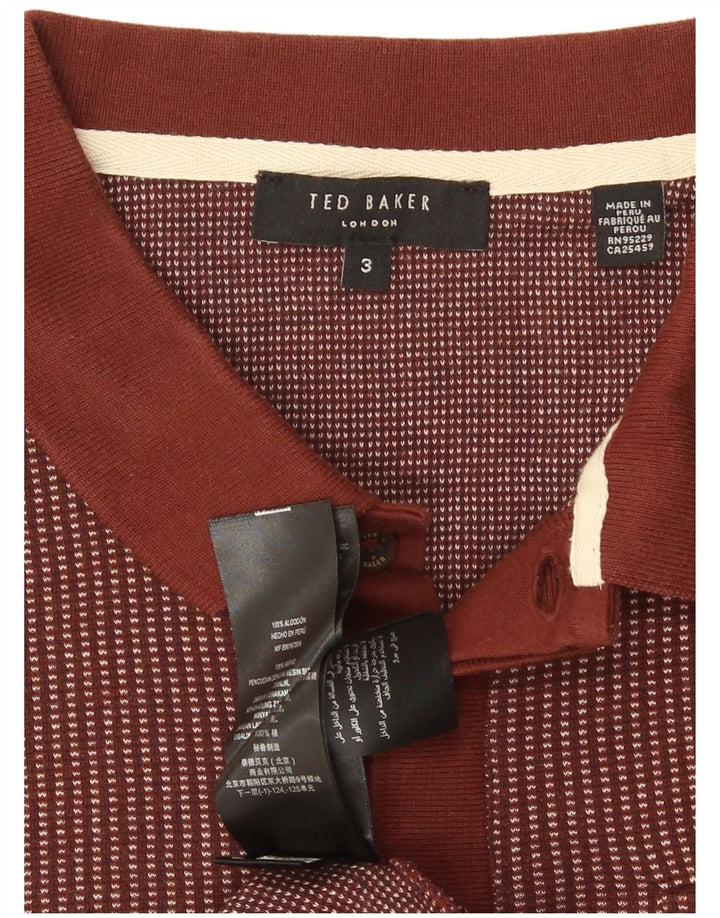 Ανδρικό μπλουζάκι πόλο Ted Baker Μέγεθος 3 Βαμβακερό μεσαίο καφέ ριγέ