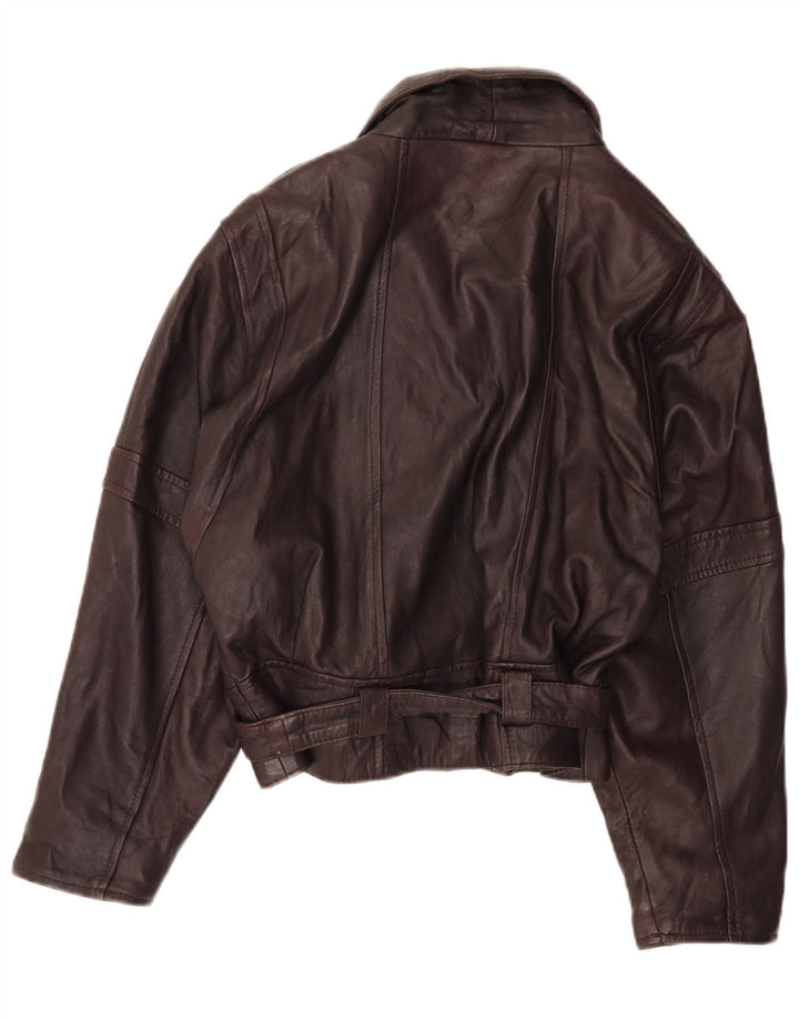 Vintage Γυναικείο Δερμάτινο Μπουφάν IT 42 Medium Burgundy Leather
