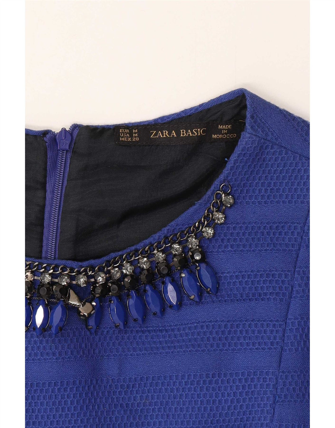 Zara Γυναικείο φόρεμα A-Line UK 12 Medium Blue ριγέ