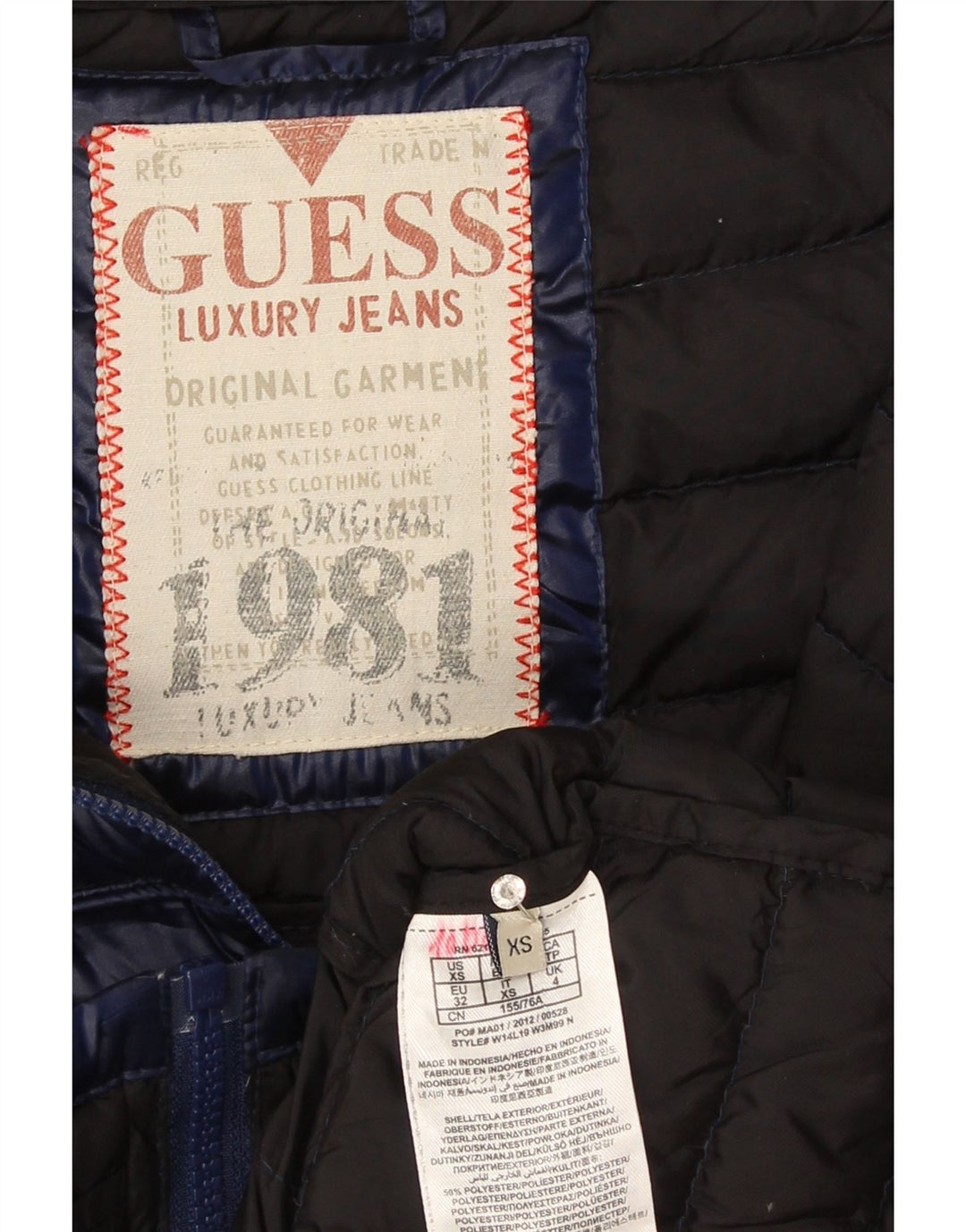 Guess Γυναικείο μπουφάν με κουκούλα UK 6 XS Navy Blue Polyester