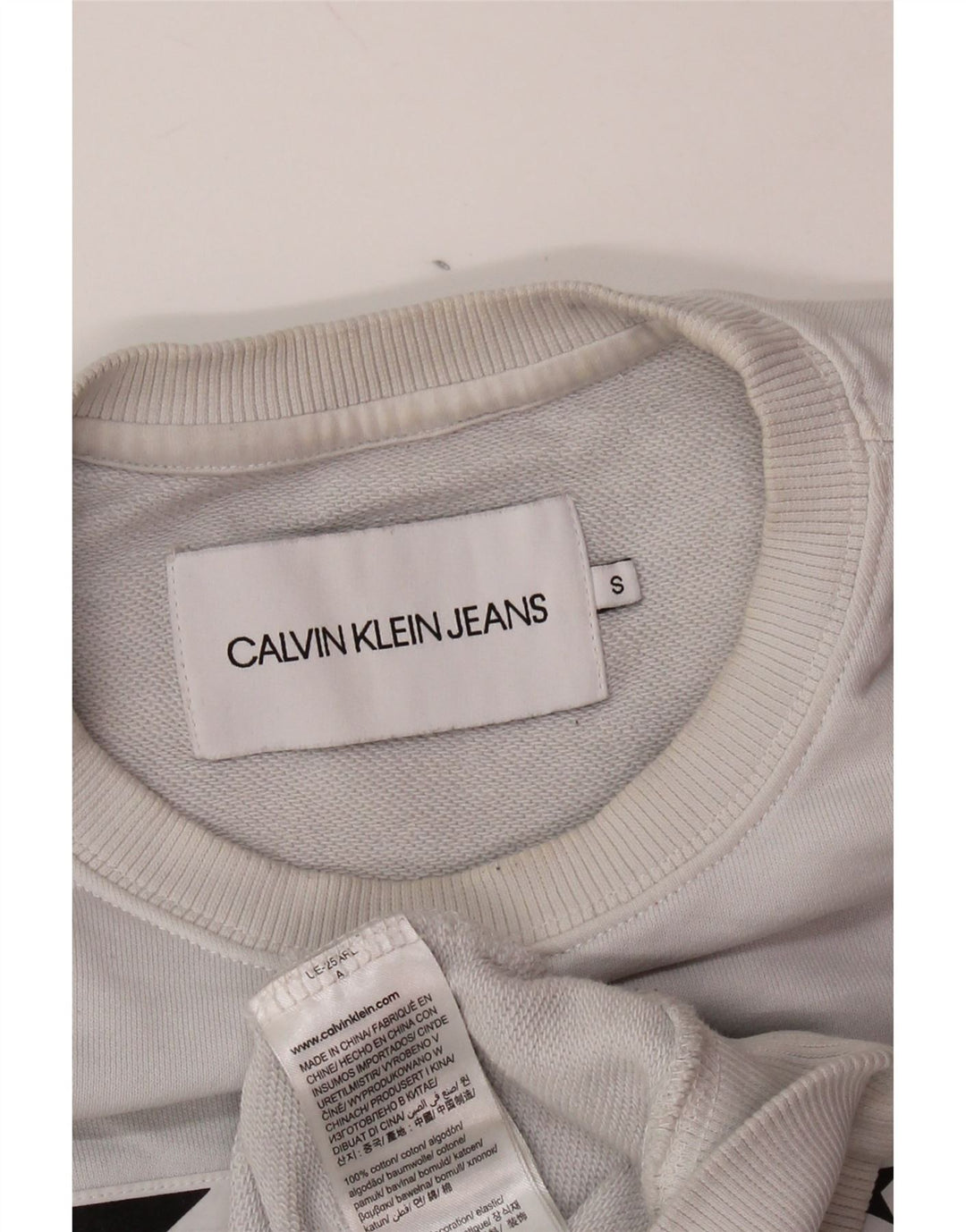 CALVIN KLEIN JEANS Ανδρικό γραφικό φούτερ πουκάμισο μικρό γκρι βαμβακερό
