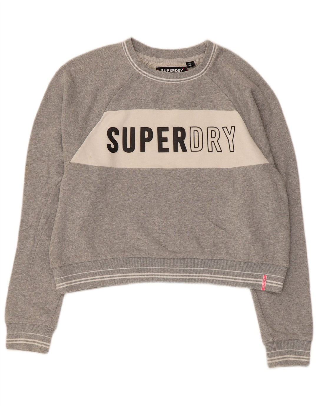 Γυναικεία φούτερ Superdry Crop Graphic Jumper UK 14 Medium Grey Cotton