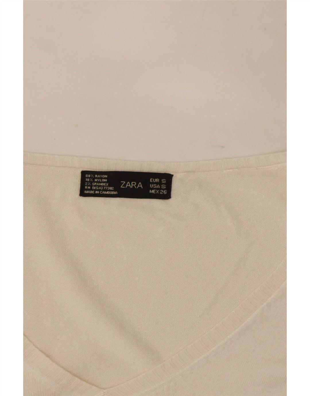 Zara γυναικείο τοπ μακρυμάνικο UK 10 Small White Rayon