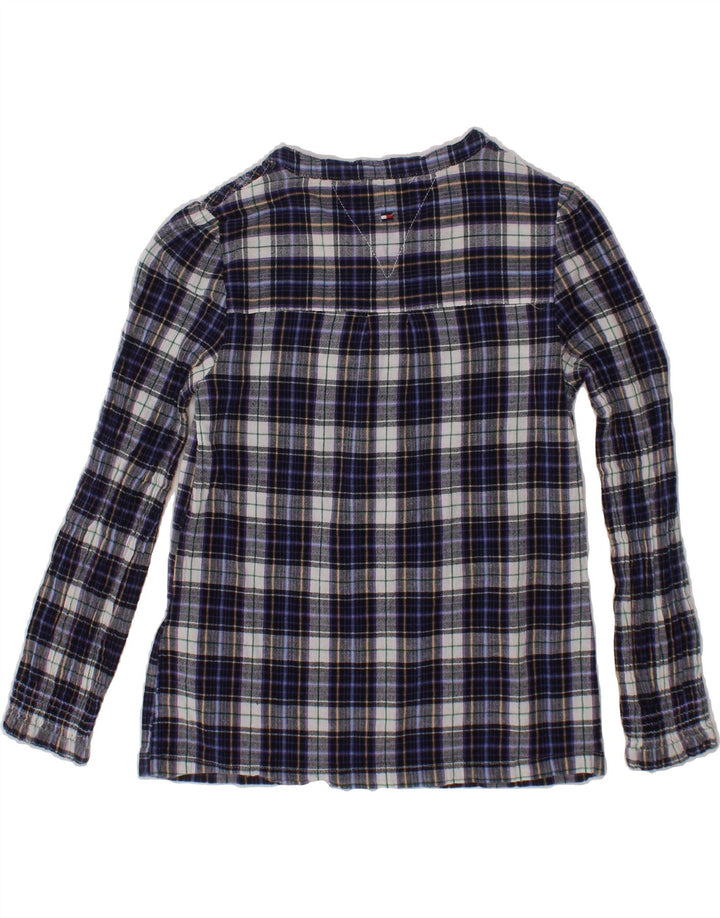 TOMMY HILFIGER Girls Pullover Shirt 4-5 Years Navy Blue Check Cotton Vintage Tommy Hilfiger and Second-Hand Tommy Hilfiger from Messina Hembry 
