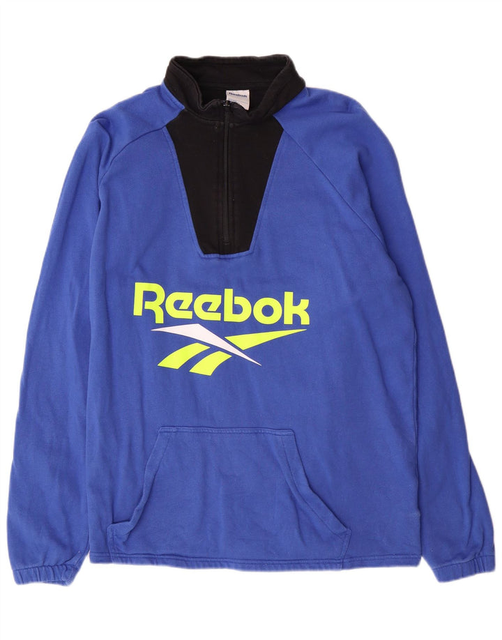 Ανδρικό φούτερ Reebok Graphic 1/4 με φερμουάρ, μεσαίο μπλε βαμβακερό