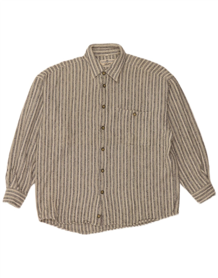 Ανδρικό φανελένιο πουκάμισο HAUPT 41/42 μεγάλο γκρι βαμβακερό ριγέ