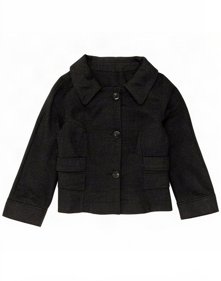 Zara Γυναικείο μπουφάν blazer 3 κουμπιών UK 14 Medium Black Check Wool