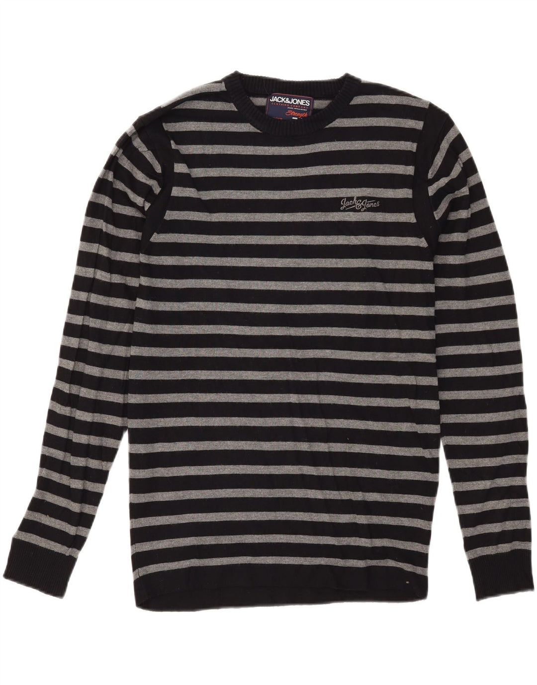 JACK & JONES Ανδρικό πουλόβερ με λαιμόκοψη μεγάλο μαύρο ριγέ