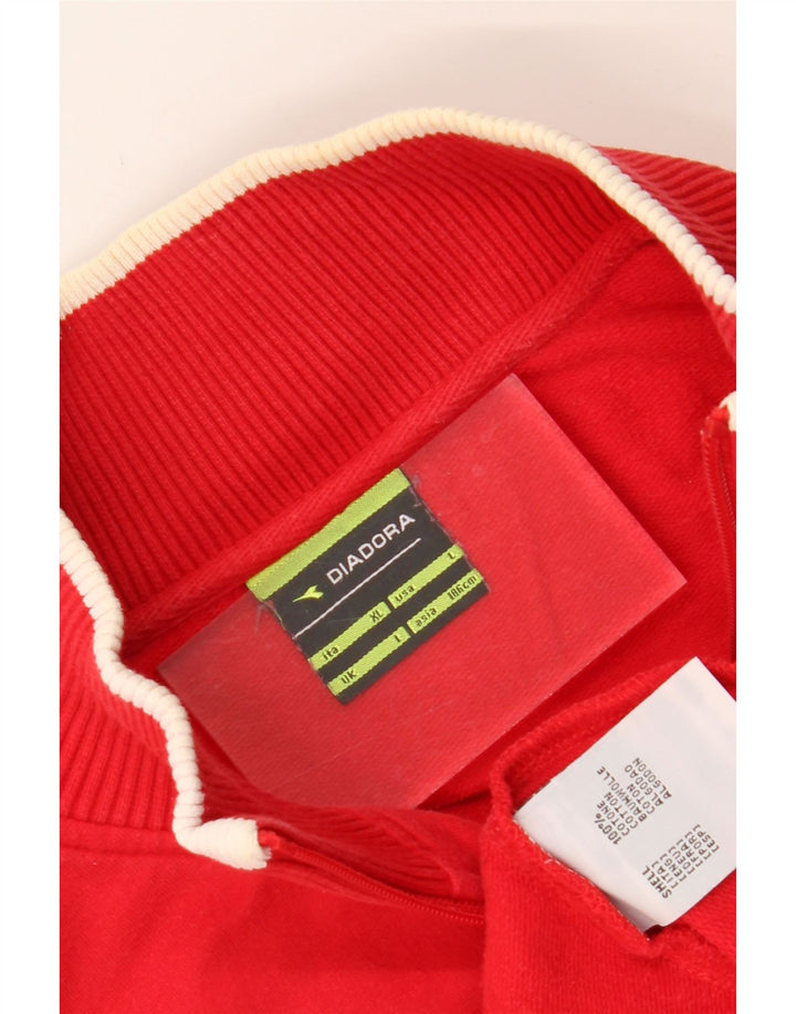 DIADORA Mens Tracksuit Top Jacket Large Red Cotton Vintage Diadora and Second-Hand Diadora from Messina Hembry 