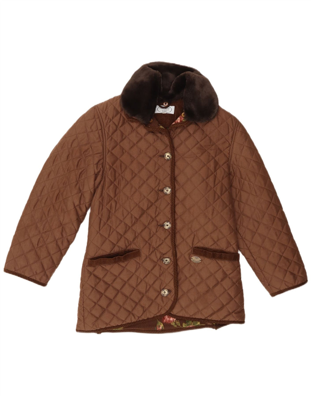 Vintage Γυναικείο Καπιτονέ μπουφάν IT 42 Μεσαίου καφέ Πολυεστέρας