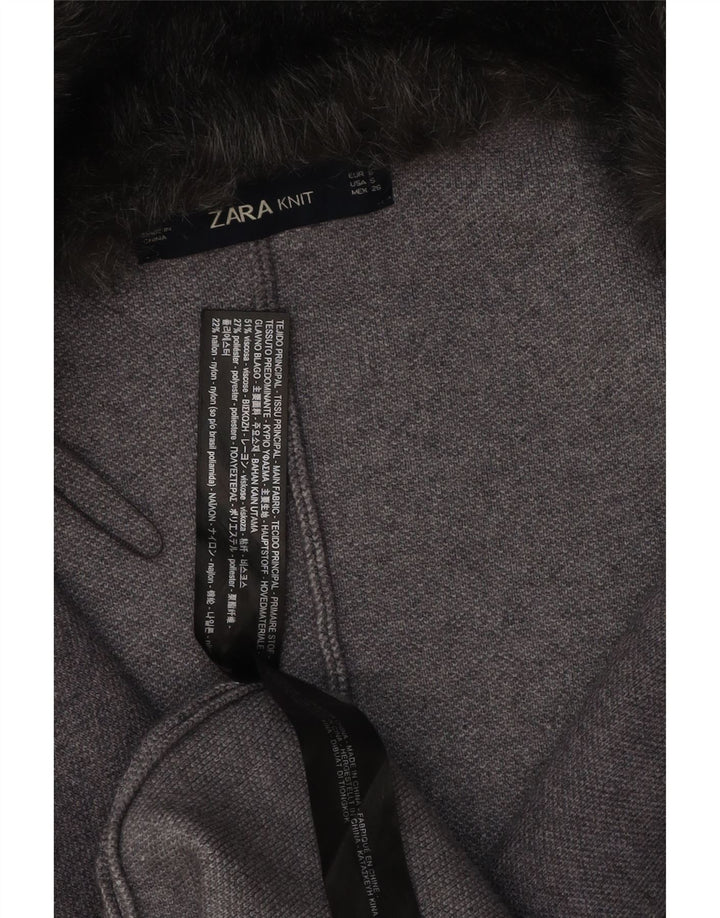 Zara Γυναικείο Παλτό Poncho UK 10 Small Grey Viscose
