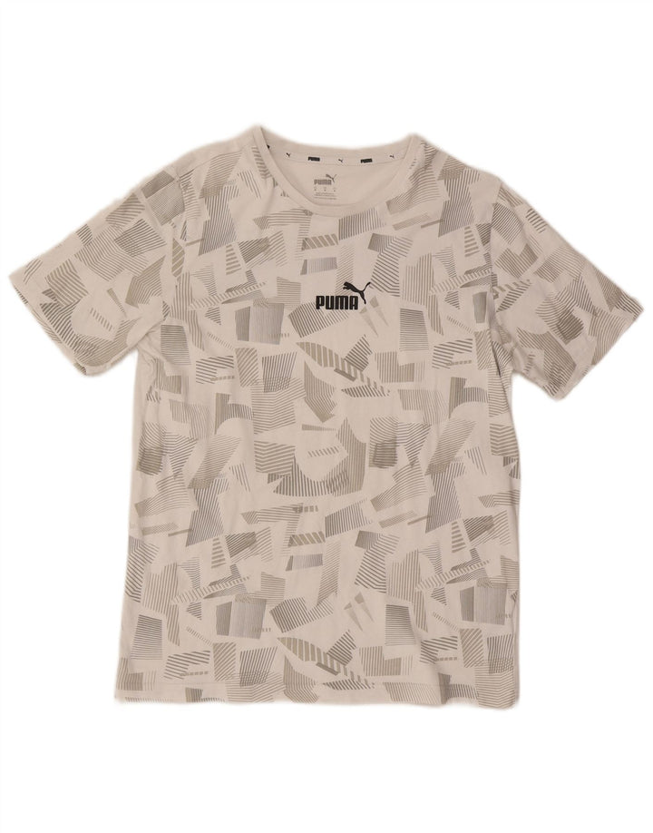 Ανδρικό γραφικό T-Shirt Puma Top Μεσαίο Λευκό Γεωμετρικό Βαμβάκι