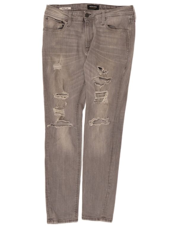 Jack & Jones Ανδρικό Liam Distressed Skinny Jeans W32 L30 Γκρι βαμβακερό
