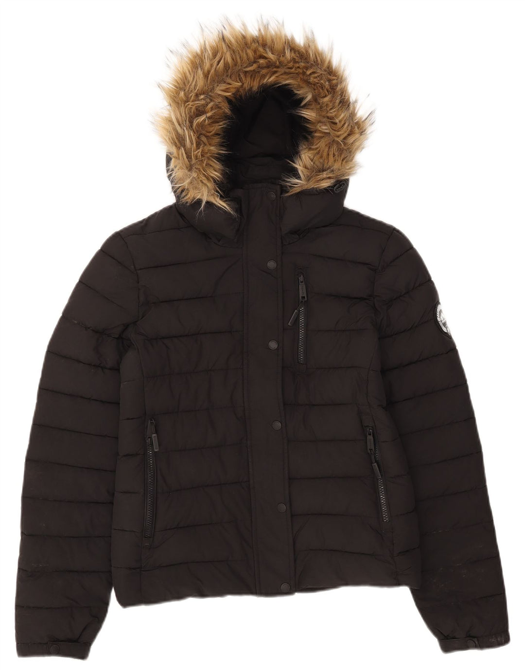 Superdry γυναικείο μπουφάν με κουκούλα UK 10 Small Black Polyester