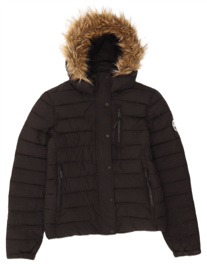 Superdry γυναικείο μπουφάν με κουκούλα UK 10 Small Black Polyester