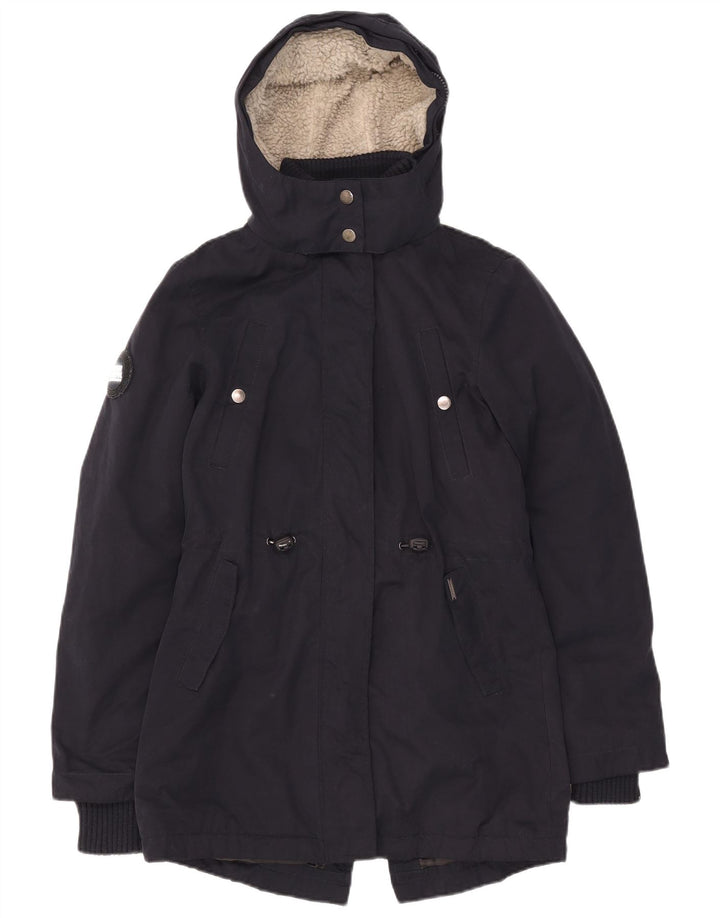 Superdry γυναικείο μπουφάν Parka με κουκούλα UK 10 Small Navy Blue Polyester