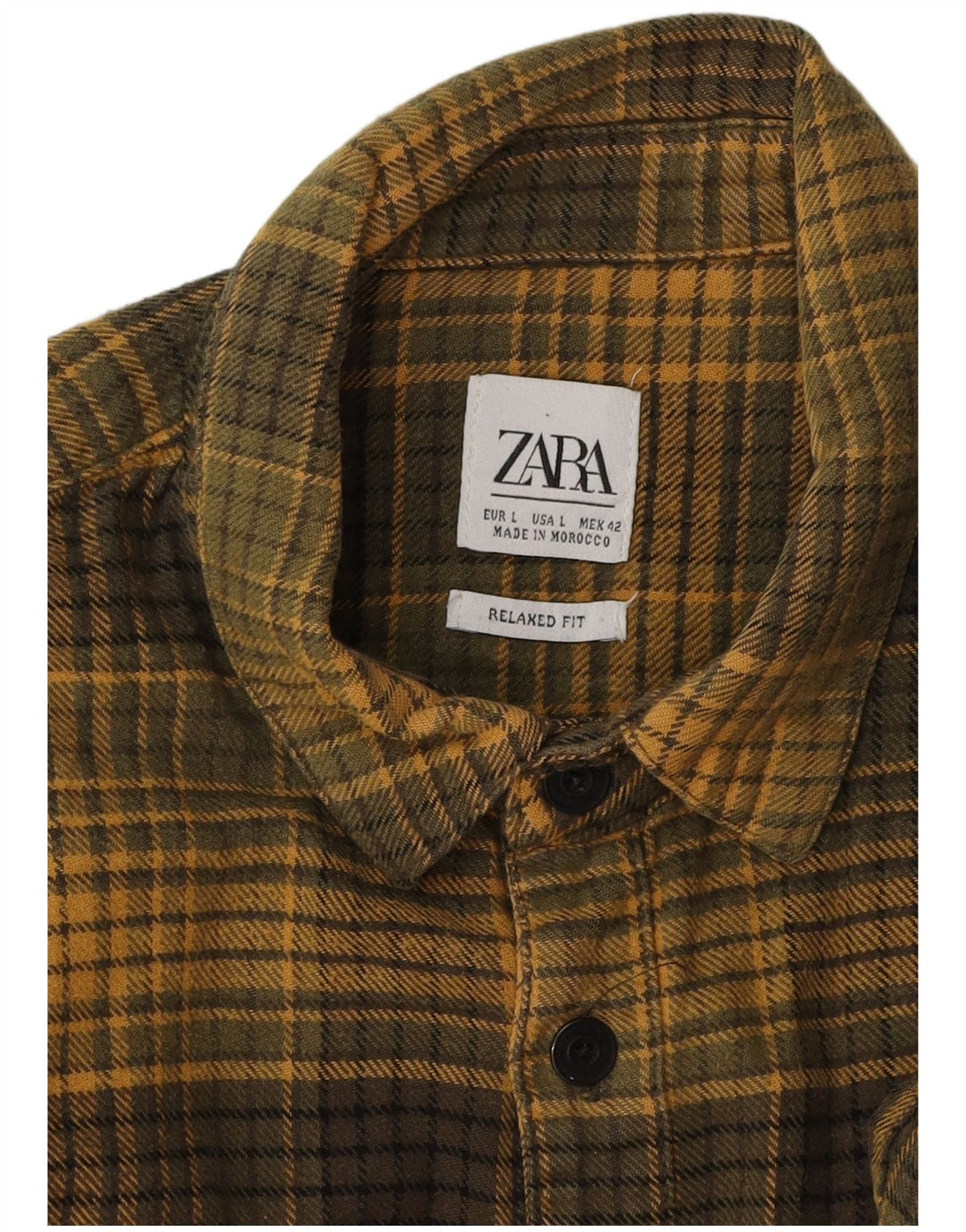Ανδρικό φανελένιο πουκάμισο Zara Relaxed Fit Large Khaki Check
