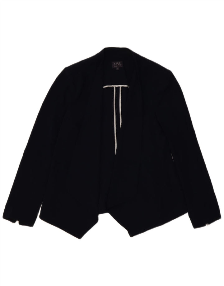 MARKS & SPENCER Γυναικείο ανοιχτό σακάκι UK 12 Medium Navy Blue Polyester