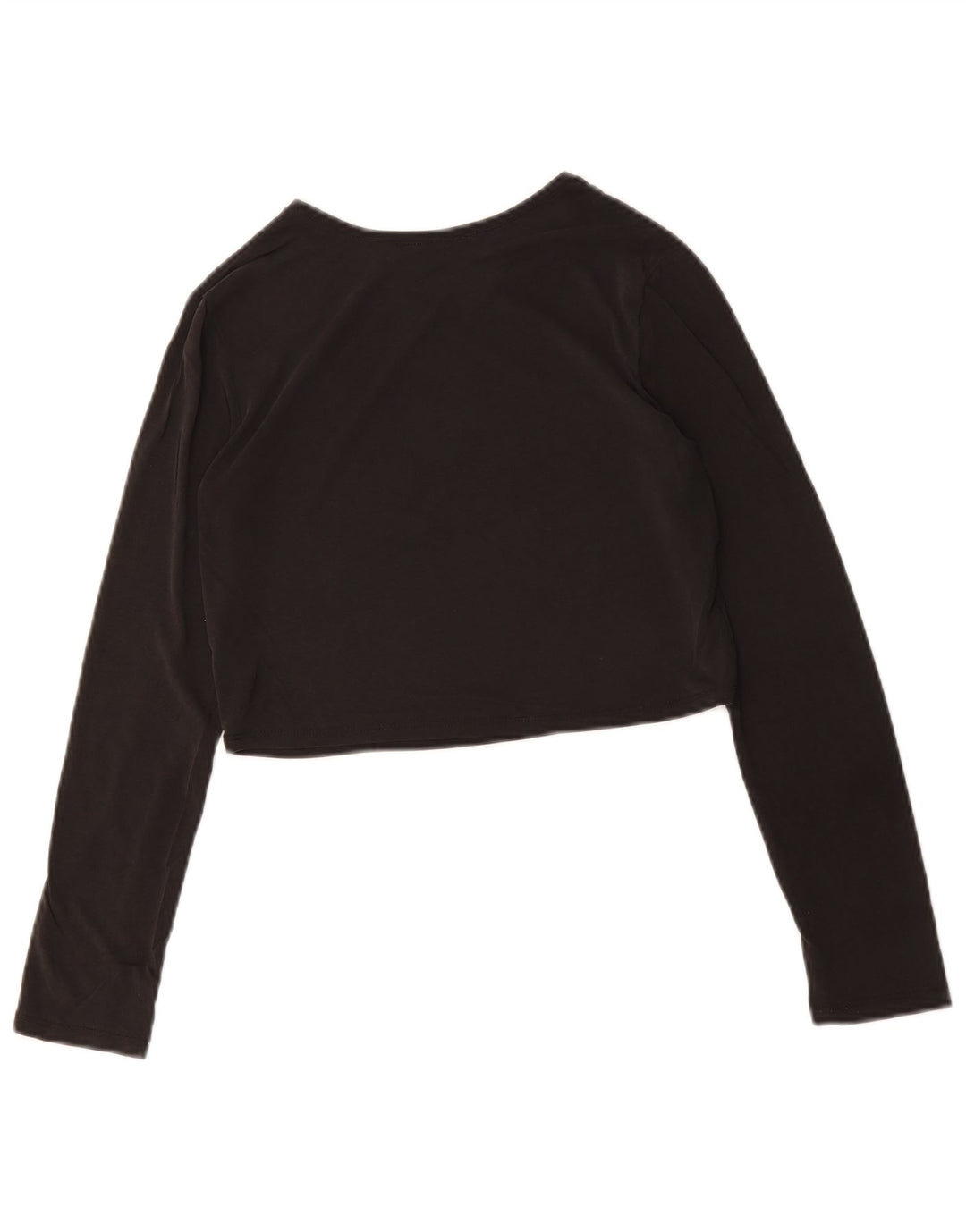 ZARA Womens Crop Top Long Sleeve UK 12 Medium Black Modal