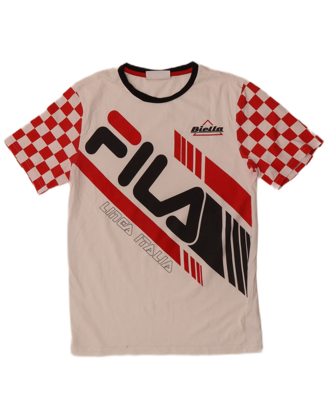 Fila Ανδρικό γραφικό T-Shirt Top Μικρό λευκό γεωμετρικό βαμβακερό