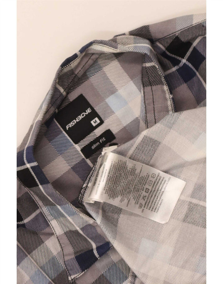 Ανδρικό φανελένιο πουκάμισο Fishbone Slim Fit, μεσαίο μπλε βαμβακερό
