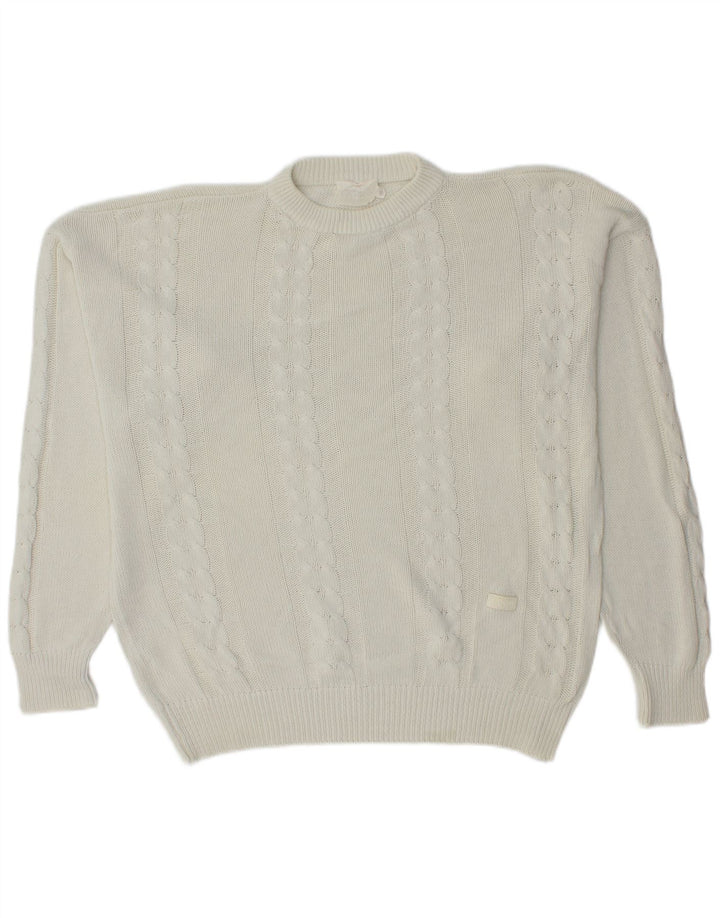 Ανδρικό πουλόβερ με λαιμόκοψη CROWN μεσαίο λευκό