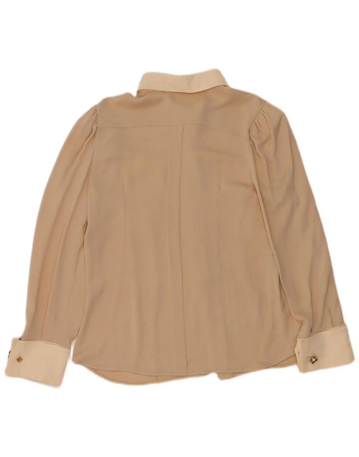 Max Mara γυναικείο πουκάμισο μπλούζα UK 10 Small Beige Colourblock