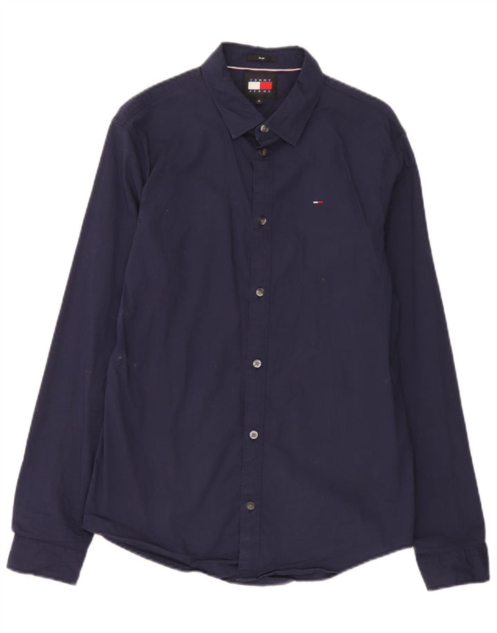 Ανδρικό πουκάμισο Tommy Hilfiger Slim μεσαίο μπλε βαμβακερό