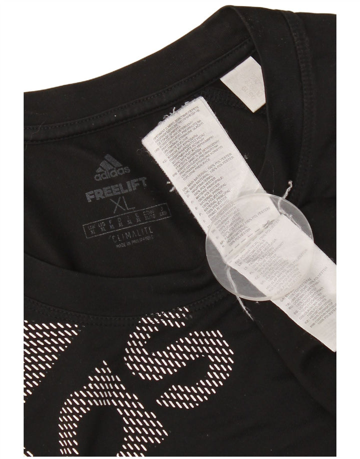 Ανδρικό γραφικό T-Shirt Adidas Climalite Top XL μαύρο πολυεστέρα