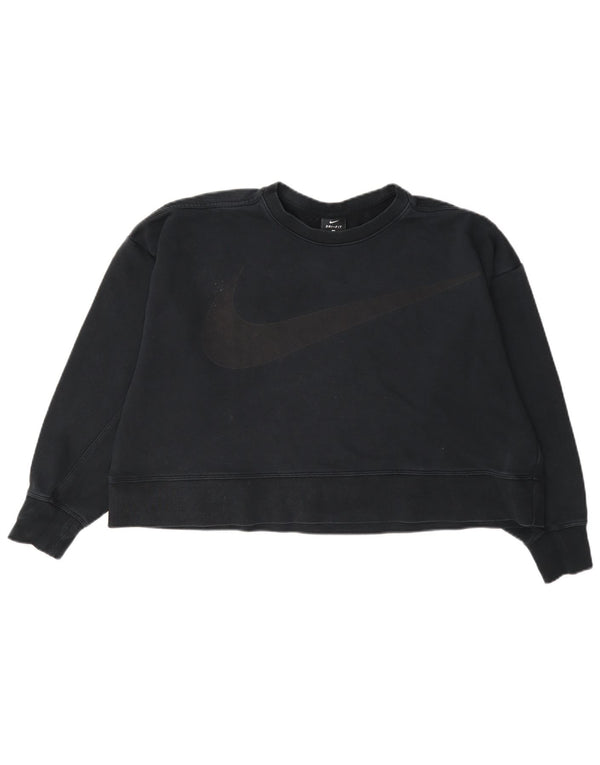 Γυναικείο γραφικό φούτερ Nike Dri Fit Crop Jumper UK 16 Large Navy Blue