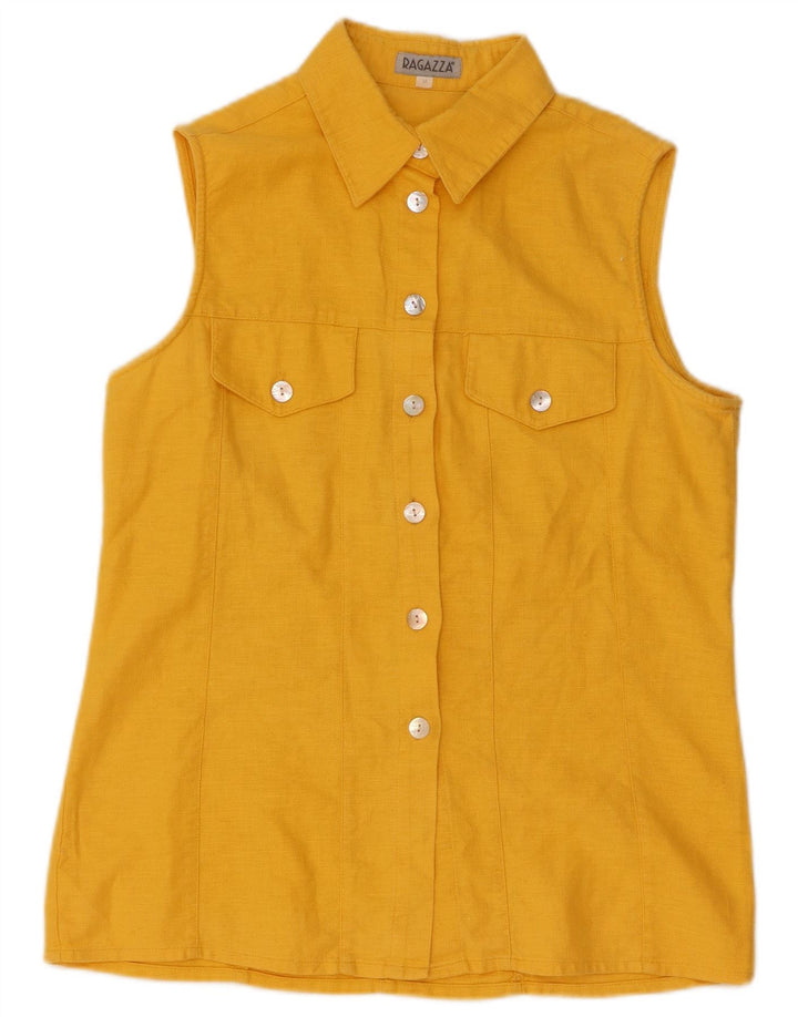 Ragazza Γυναικείο Αμάνικο Μπλούζα UK 12 Medium Yellow