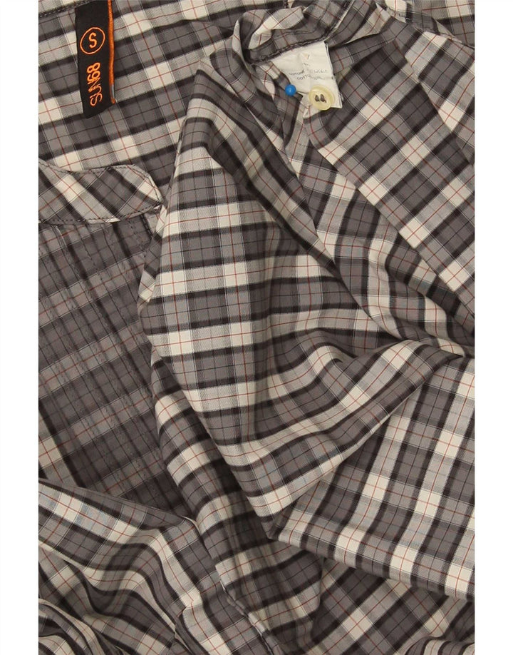 Sun68 Γυναικείο πουλόβερ Πουκάμισο UK 10 Small Grey Check Cotton