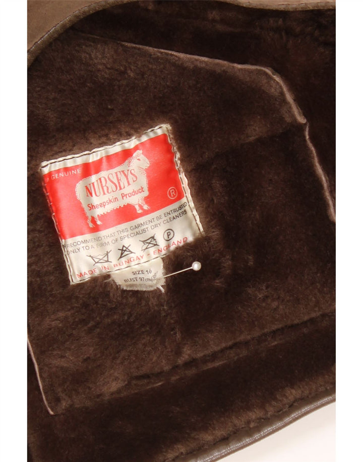 Γυναικείο Shearling Jacket Nurseys UK 16 Large Brown Sheepskin