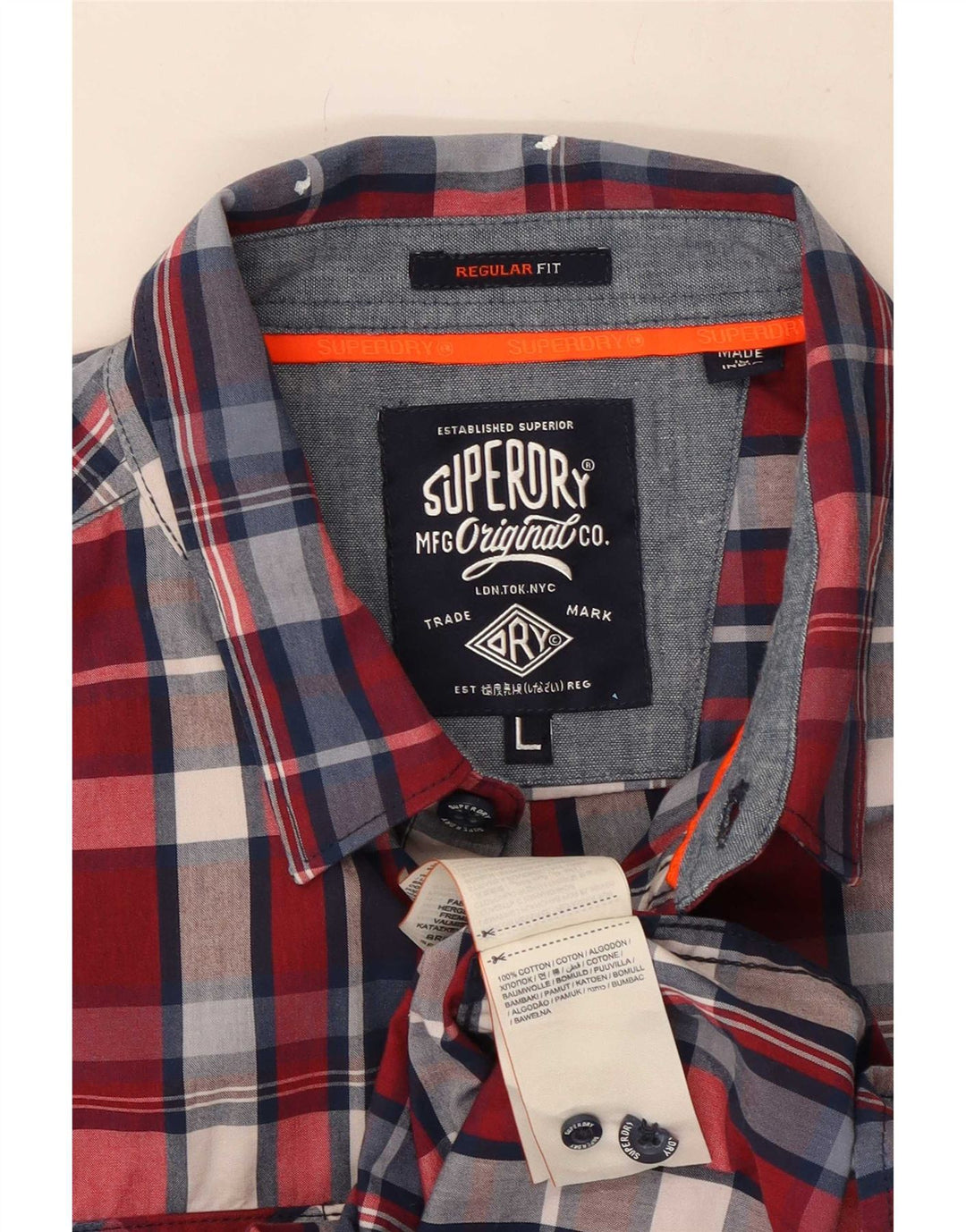 Ανδρικό πουκάμισο με κανονική εφαρμογή Superdry, μεγάλο κόκκινο βαμβακερό