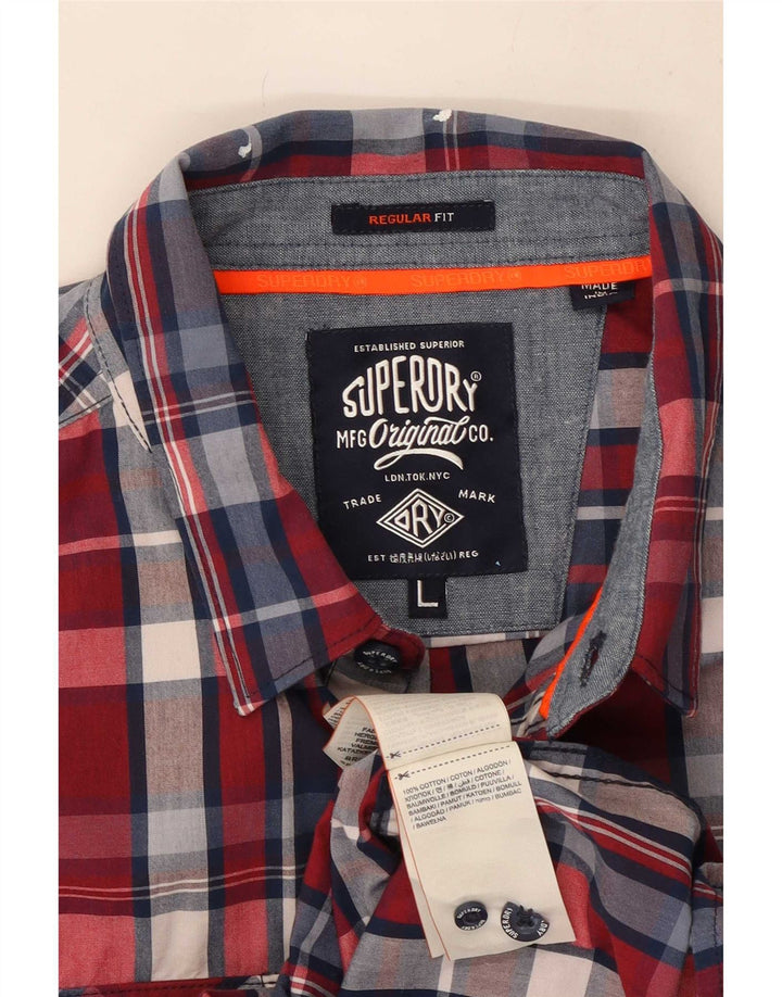 Ανδρικό πουκάμισο με κανονική εφαρμογή Superdry, μεγάλο κόκκινο βαμβακερό