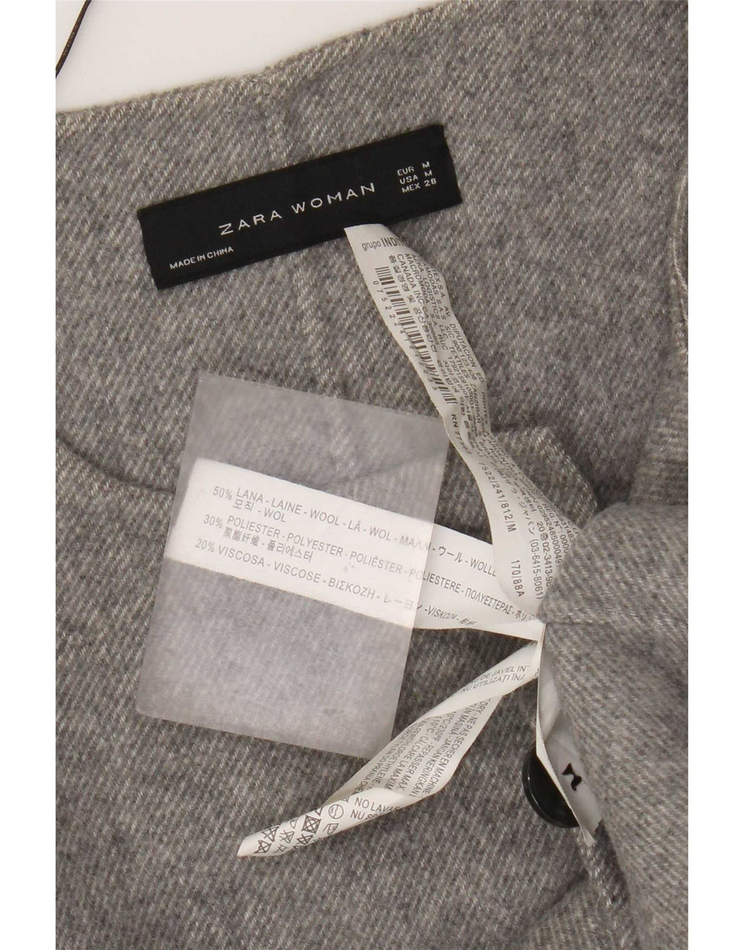 Zara Γυναικείο Παλτό με διπλό στήθος UK 14 Medium Grey Wool