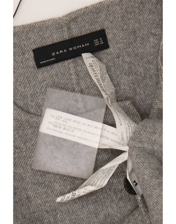 Zara Γυναικείο Παλτό με διπλό στήθος UK 14 Medium Grey Wool